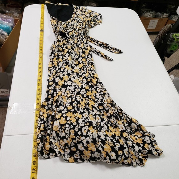 Abercrombie & Fitch Women Boho Floral Gauze High Low Midi Dress Size S Tie Front - Picture 10 of 12